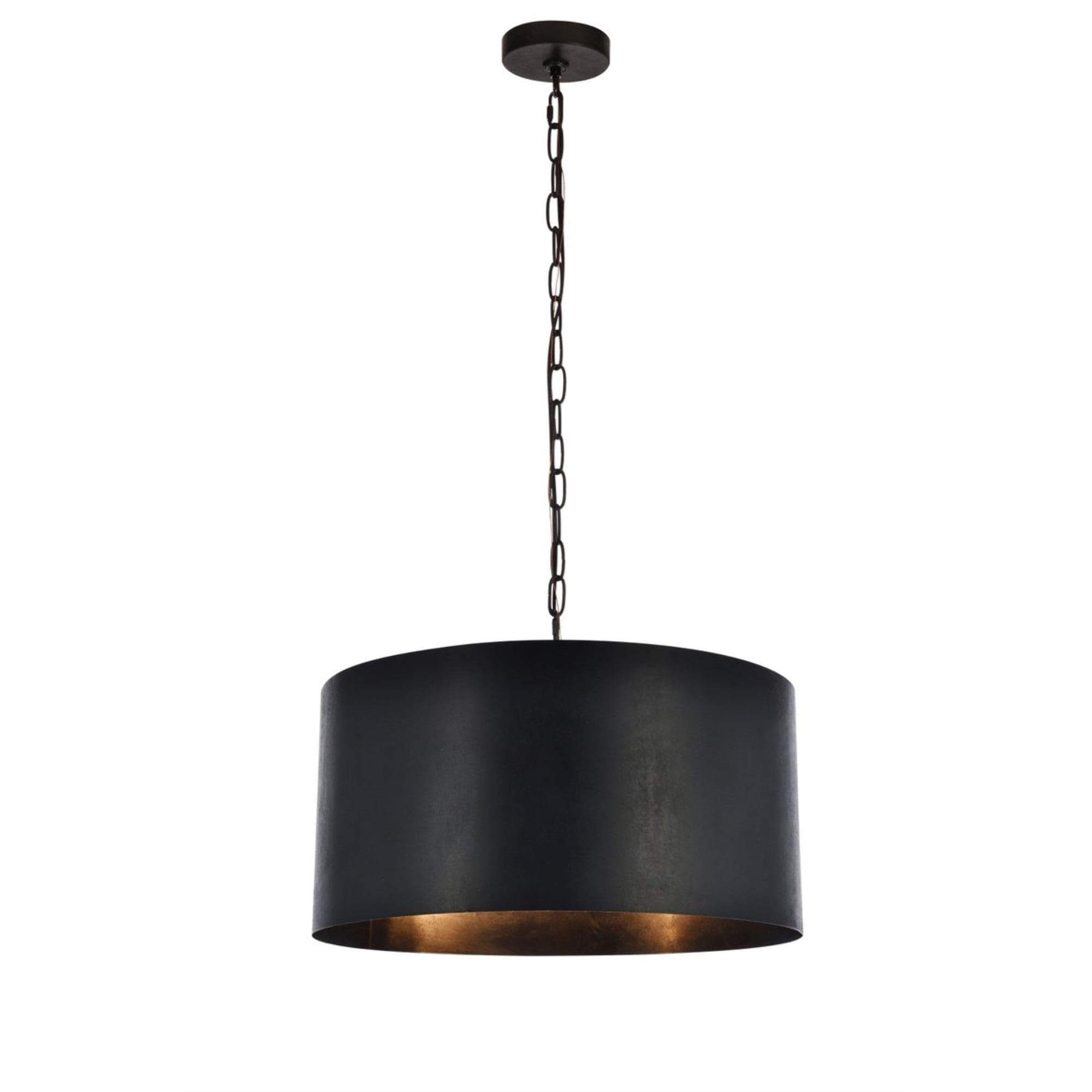 Vintage Black Iron Drum 20" Transitional 3-Light Pendant