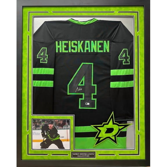 Miro Heiskanen Autographed Hand Signed Custom Framed Dallas Stars Jersey - Beckett COA