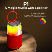 Miro P1 360  Surround Stereo LED Can Speaker, TWS Wireless Dual Channel Audio, Bluetooth 5.4, 10m Range, 10 Hours PlaytimeRed