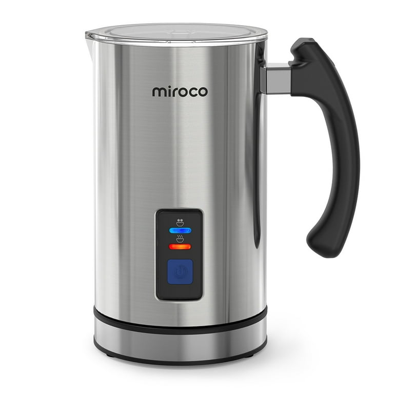 Miroco Milk Frother, Automatic Stainless Steel Milk Steamer with Hot & Cold Milk Functionality, Silver, Size: 6.5 x 4.84 x 6.3