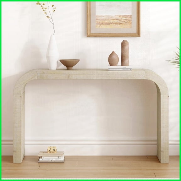 Mirod 52" Rustic Wood Coffee Table with Curved Lines, Easy Assembly for Living Room & Entry