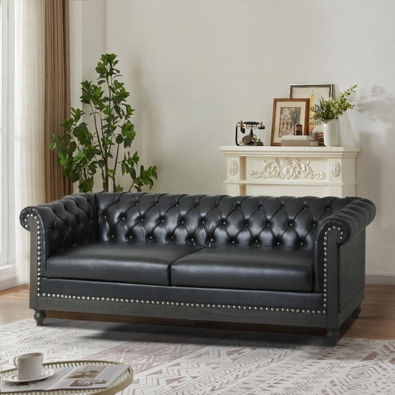 Mirod Comfy Sofa with Wooden Legs - Easy Clean PU, Versatile Design