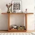 thumbnail image 1 of Mirod Elegant Minimalist Console Table with Curved Corners,Natural Wood Veneer,U-Base Design for Easy Placement ,Perfect for Displaying Your Treasures,Simple Assembly, 1 of 10