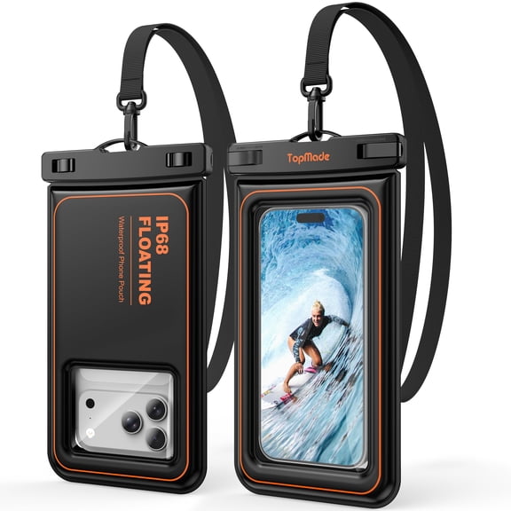 Miroddi 2 Pack Floating Waterproof Phone Pouch, IP68 Waterproof Pouch for iPhone 17 16 15 Pro Max, S26,Detachable Lanyard, Waterproof Phone Case for Beach/Cruise/Travel Essentials