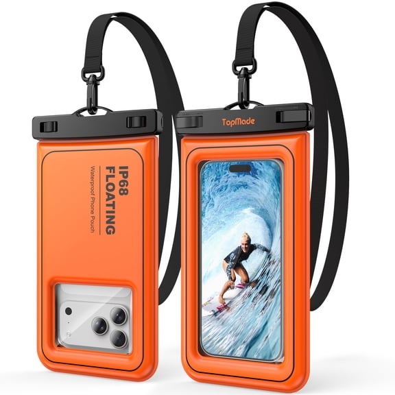 Miroddi 2 Pack Floating Waterproof Phone Pouch, IP68 Waterproof Pouch Compatible for iPhone 17 16 15 Pro Max, S26,Detachable Lanyard, Waterproof Phone Case for Beach/Cruise/Travel Essentials