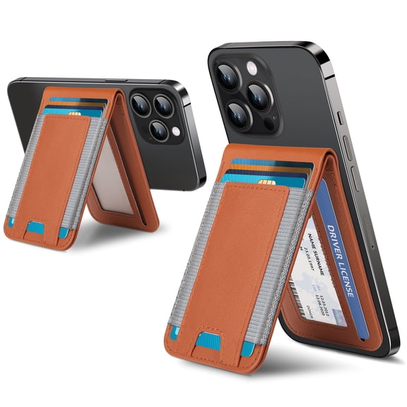 Miroddi Magnetic Phone Wallet, Magnetic Card Holder with Phone Stand, RFID, Compatible for iPhone 17/16/15/14/13/12 Series, Leather