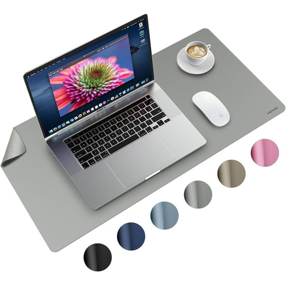 Miroddi Desk Pad Protector, Office PU Leather Mouse Mat, 31.5 x 15.7, Waterproof & Non-Slip Base Large Mouse Pad for Home, Gray
