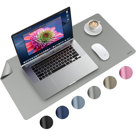 Miroddi Desk Pad Protector, Office PU Leather Mouse Mat, 31.5 x 15.7, Waterproof & Non-Slip Base Large Mouse Pad for Home, Grey