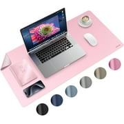 Miroddi Desk Pad Protector, Office PU Leather Mouse Mat, 31.5 x 15.7, Waterproof & Non-Slip Base Large Mouse Pad for Home, Pink
