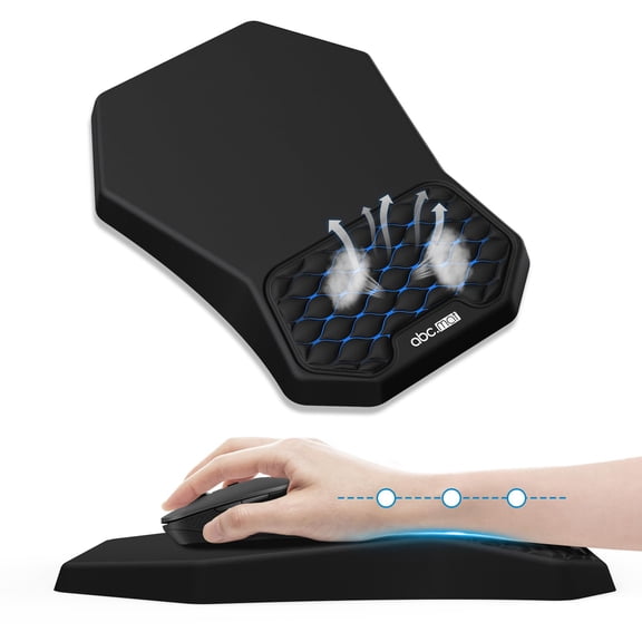 Miroddi Ergonomic Mouse Pad with Wrist Rest Support, Memory Foam, Massage Design Surface for Carpal Tunnel Pain Relief, Memory Foam, Non-Slip PU Base for Computer Desk, Black