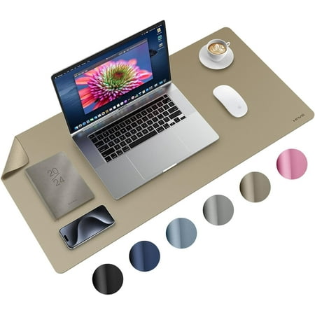 Miroddi Desk Pad Protector, Office PU Leather Mouse Mat, 31.5 x 15.7, Waterproof & Non-Slip Base Large Mouse Pad for Home, Light Taupe