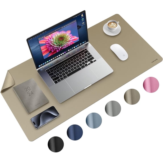 Miroddi Desk Pad Protector, Office PU Leather Mouse Mat, 31.5 x 15.7, Waterproof & Non-Slip Base Large Mouse Pad for Home, Light Taupe