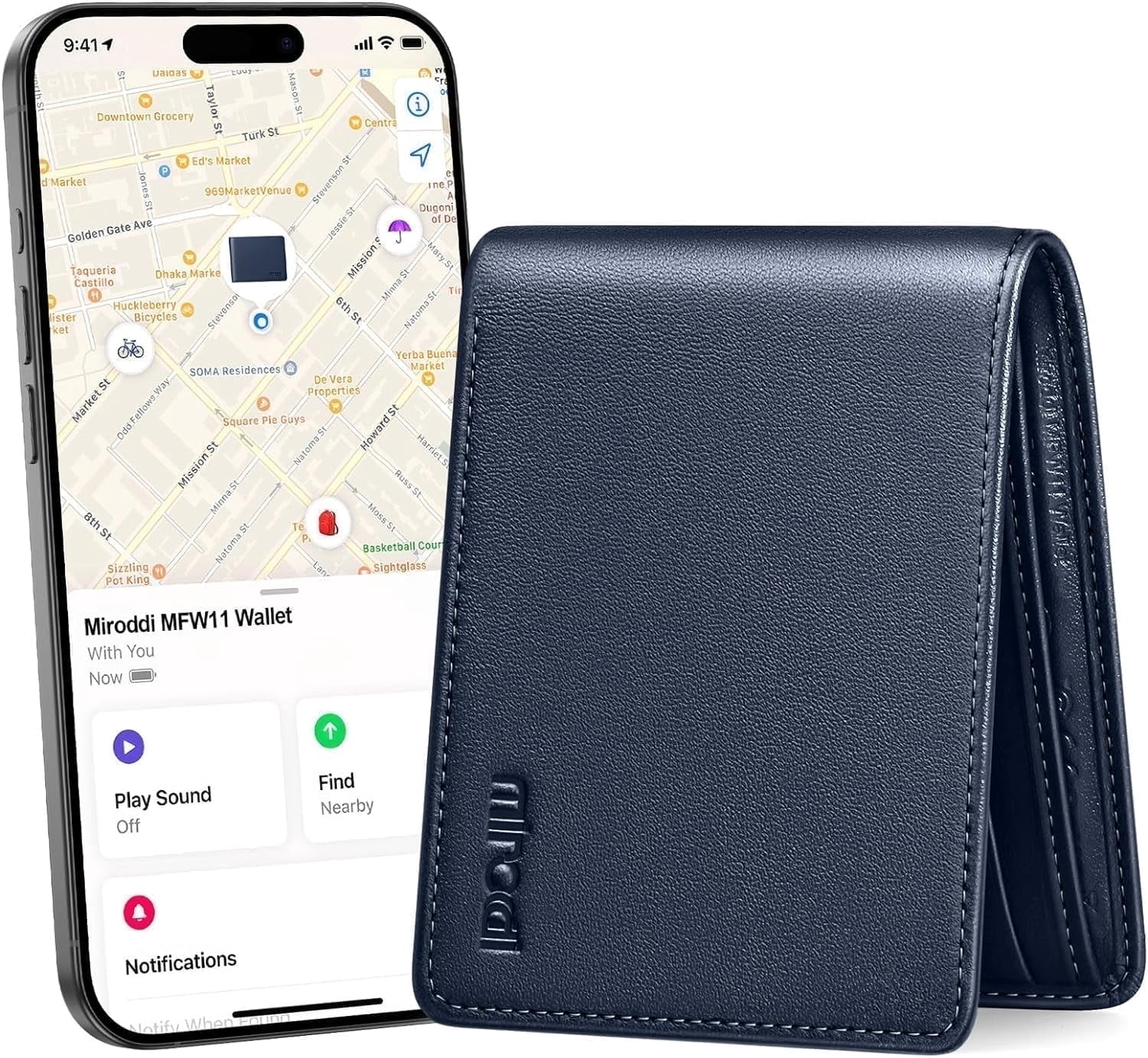 Free Shipping! Miroddi Smart Wallet for Men with Built-in Tracker