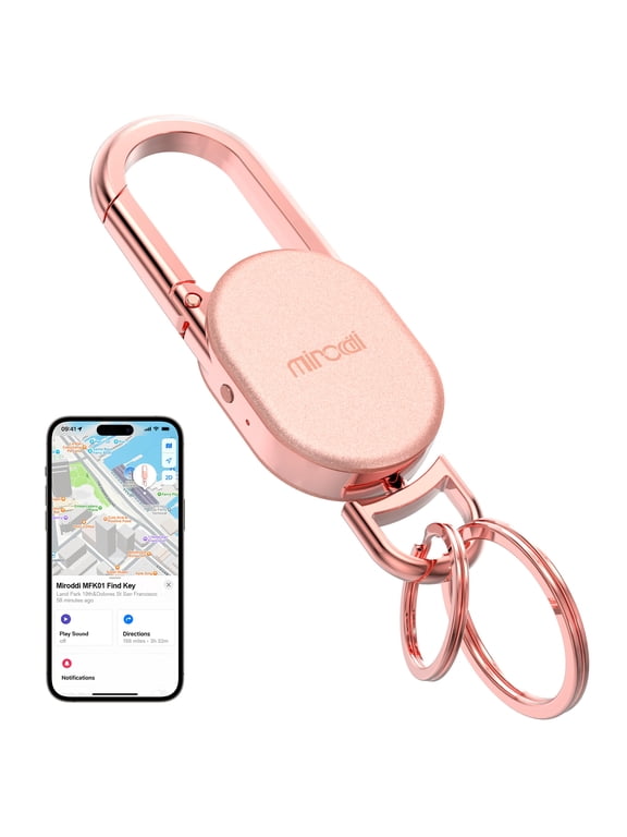 Keychain Tracker, Men's Key Chain Works with Find My(iOS Only), Heavy Duty Keychain Carabiner Car Key Chains, Anti-Lost Tracker with Keyrings, Rechargeable & Waterproof