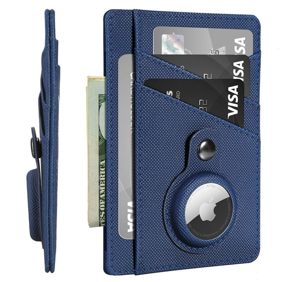 Miroddi Minimalist Wallet with AirTag Holder Credit Card Holder Slim Wallet for Men Women, RFID Blocking Card Organizer, Leather