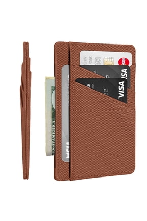 Minimalist Wallet, Credit Card Holder Slim Thin Wallets for Men Women, RFID Blocking Card Organizer, Leather