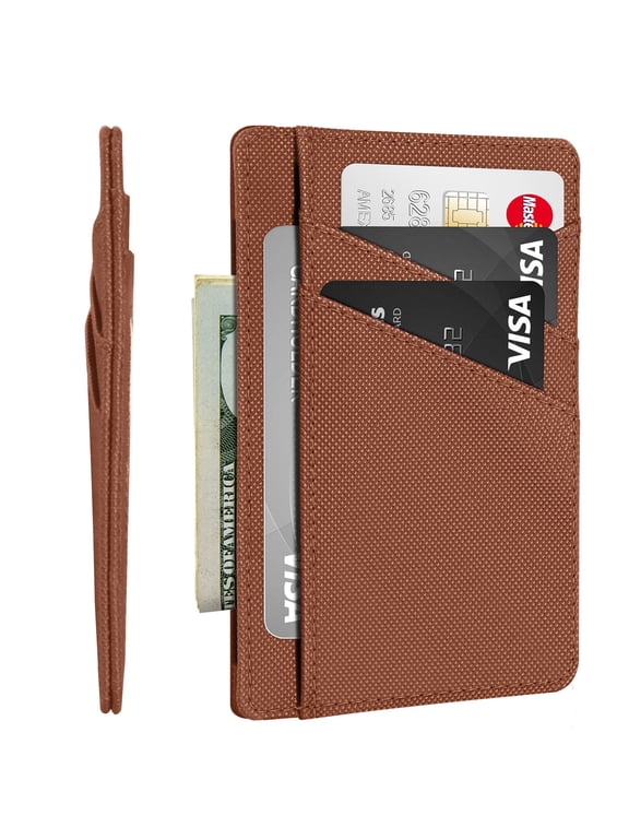 Minimalist Wallet, Credit Card Holder Slim Thin Wallets for Men Women, RFID Blocking Card Organizer, Leather