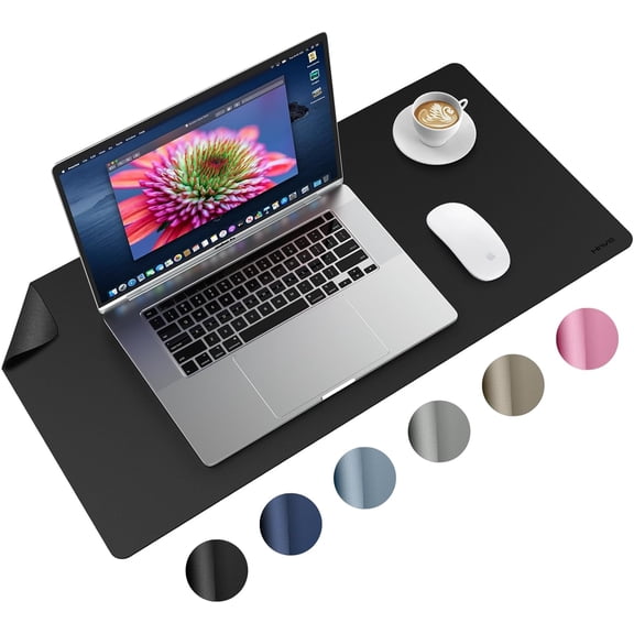 Miroddi Desk Pad Protector, Office PU Leather Mouse Mat, 31.5 x 15.7, Waterproof & Non-Slip Base Large Mouse Pad for Home, Black