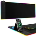 thumbnail image 1 of Miroddi RGB Gaming Mouse Pad with Wireless Charger, LED Mouse Mat with Phone Holder, Ultra-Smooth Surface, Non-Slip Rubber Base, Waterproof Keyboard Pad, 1 of 8