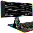 thumbnail image 1 of Miroddi RGB Gaming Mouse Pad with Wireless Charger, LED Mouse Mat with Phone Holder, Ultra-Smooth Surface, Non-Slip Rubber Base, Waterproof Keyboard Pad, 1 of 8