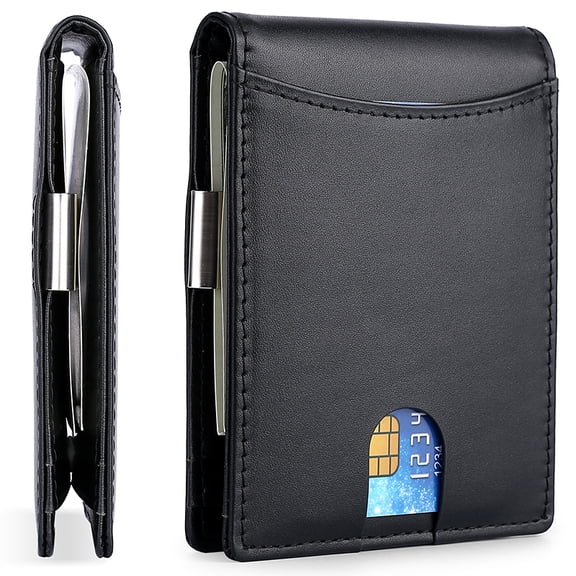 Miroddi Slim Wallet for Men, Genuine Leather Mens Wallet with Money Clip, RFID Blocking Credit Card Holder Holiday Gifts
