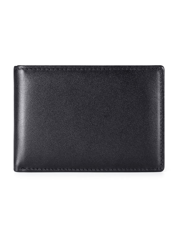 Minimalist Wallets for Men, Slim Leather Bifold Wallet Credit Card Holder with Cash Pocket, ID Window, RFID Blocking, Gifts for Men, Black