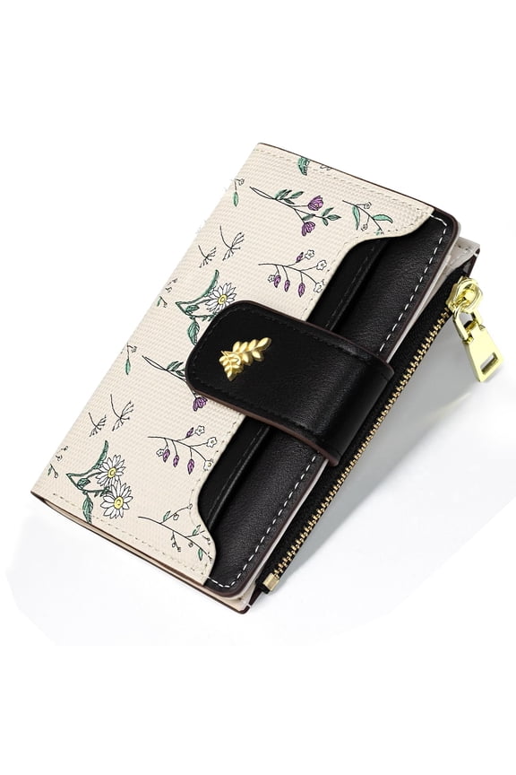 Small Wallet for Women Slim Bifold Leather Credit Card Holder Purse Zipper Pocket Coin Wallets with ID Window