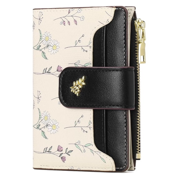 Miroddi Small Wallet for Women Slim Bifold Leather Credit Card Holder Purse Zipper Pocket Coin Wallets with ID Window