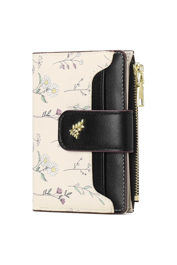 Small Wallet for Women Slim Bifold Leather Credit Card Holder Purse Zipper Pocket Coin Wallets with ID Window