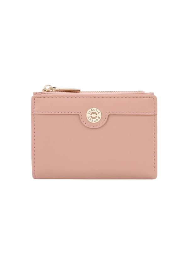 Small Wallets for Women, Slim Leather Bifold Wallet Credit Card Holder with Zipper Coin Pocket, ID Window, RFID Blocking, Pink