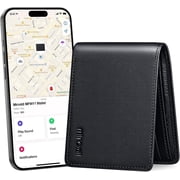 Miroddi Smart Wallets for Men, Works with Find My App, Mens Genuine Leather Bifold Wallet with Cash Pocket, RFID Blocking, Fathers Day Gift, Black