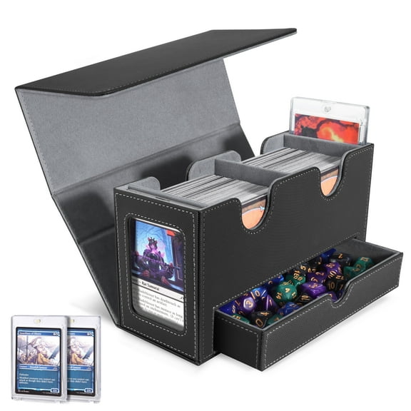 Miroddi MTG Card Deck Box, Trading Card Storage Box with Commander Display, PU Leather TCG Card Holder for Magic The Gathering Sports Playing Cards