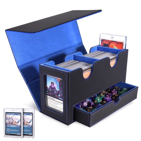 Miroddi MTG Card Deck Box, Trading Card Storage Box with Commander Display, PU Leather TCG Card Holder for Magic The Gathering Sports Playing Cards