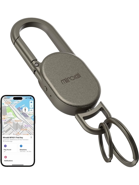 Keychain Tracker, Men's Key Chain Works with Find My(iOS Only), Heavy Duty Keychain Carabiner Car Key Chains, Anti-Lost Tracker with Keyrings, Rechargeable & Waterproof