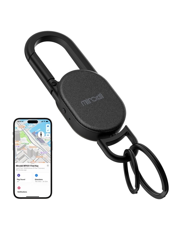 Keychain Tracker, Men's Key Chain Works with Find My(iOS Only), Heavy Duty Keychain Carabiner Car Key Chains, Anti-Lost Tracker with Keyrings, Rechargeable & Waterproof