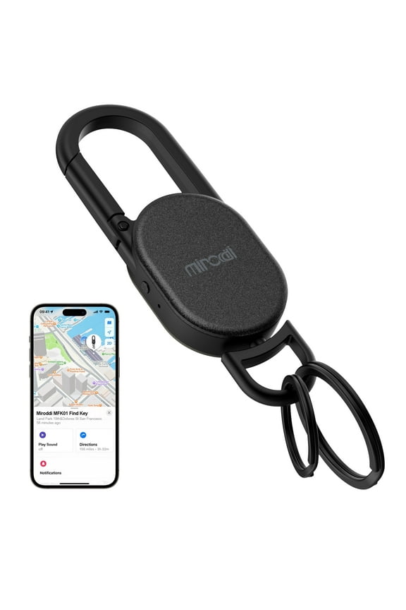 Keychain Tracker, Men's Key Chain Works with Find My(iOS Only), Heavy Duty Keychain Carabiner Car Key Chains, Anti-Lost Tracker with Keyrings, Rechargeable & Waterproof
