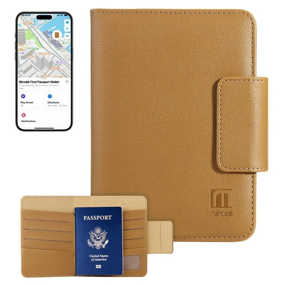 Miroddi Passport Holder, RFID Blocking Passport Travel Wallet, Waterproof PU Leather Passport Cover Case for Men/Women, Anti-Theft ID, Boarding Pass Holder