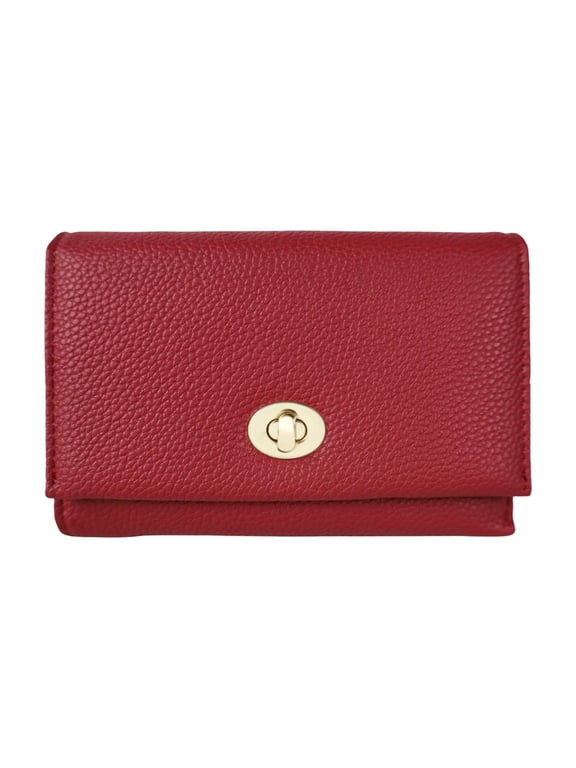 Wallet for Women, Leather Tri-Fold Credit Card Holder Wallets, RFID Blocking, Zipper Pocket Coin Purse with ID Window