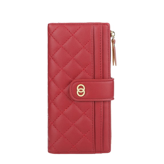 Miroddi Wallet for Women Slim Bifold Leather Credit Card Holder Long Wallets Zipper Pocket Coin Purse with ID Window, RFID Blocking