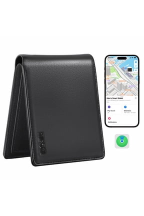 Smart Wallets for Men, Built-in Find My Real Time Tracker, 100% Genuine Leather Classic Bifold Wallet Card Holder with Cash Pocket, RFID Blocking