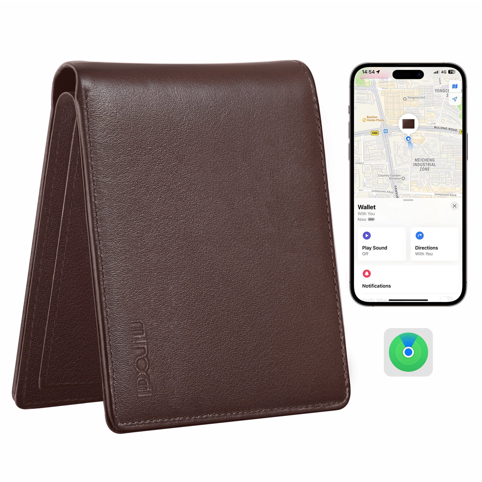 Miroddi Smart Wallets for Men, Built-in Find My Real Time Tracker, PU ...