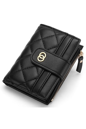 Small Wallet for Women Slim Bifold Leather Credit Card Holder Cute Wallets Zipper Pocket Coin Purse with ID Window
