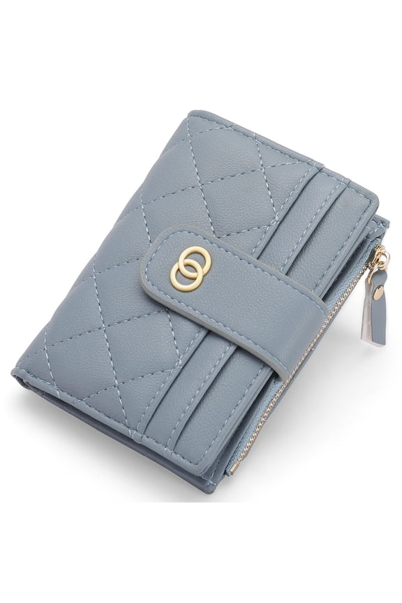 Small Wallet for Women Slim Bifold Leather Credit Card Holder Cute Wallets Zipper Pocket Coin Purse with ID Window