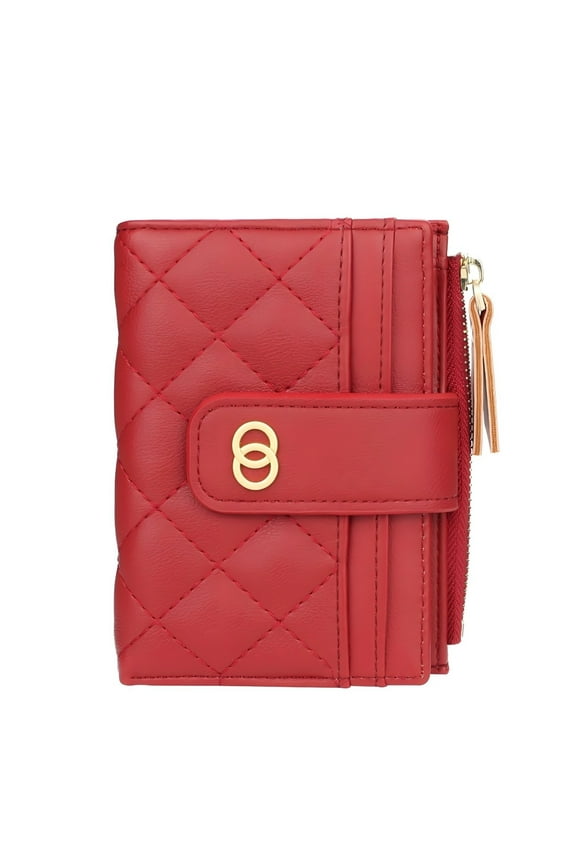 Small Wallet for Women Slim Bifold Leather Credit Card Holder Cute Wallets Zipper Pocket Coin Purse with ID Window