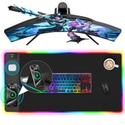Miroddi Wireless Charging RGB Mouse Pad, 31.5x15.75 Large Desk Pad Rubber, 15W Fast Charging LED Desk Mat for iPhone Airpods Gaming Home Office
