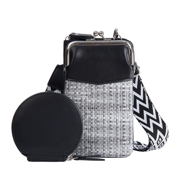 Miroddi Women Wallets, Crossbody Bag with Cell Phone Porch, Leather Shoulder Wallet with Adjustable Strap and Coin Purse