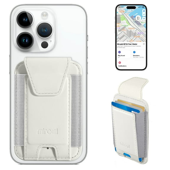 Miroddi Magsafe Phone Wallet, Works with Find My App, Magnetic Card Holder Wallets Compatible for iPhone 16/15/14/13/12 Series, Leather, RFID Blocking