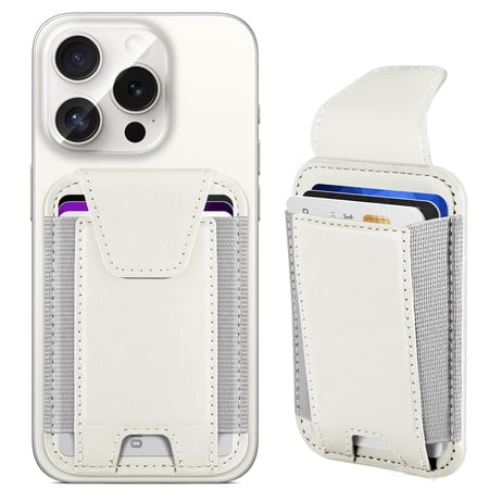 Miroddi Magnetic Card Holder, Magnetic Phone Wallet with Flap Compatible for iPhone 17/16/15/14/13/12 Series, Leather, RFID Blocking