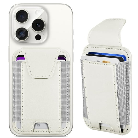 Miroddi Magnetic Card Holder, Magnetic Phone Wallet with Flap Compatible for iPhone 17/16/15/14/13/12 Series, Leather, RFID Blocking