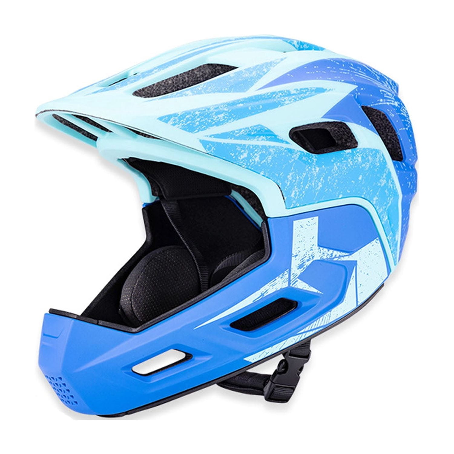 Mirov Children's Full-Face Helmet, Adjustable Toddler Helmet with Removable Chin Guard ( Blue, S 51-54CM）